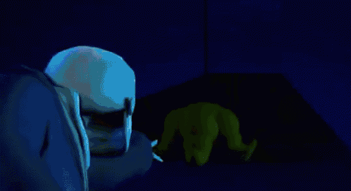 two cartoon skeletons are standing next to each other in front of a bright light .