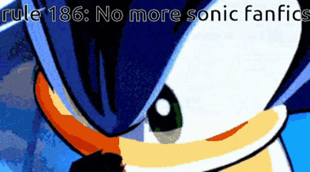a pixelated image of sonic the hedgehog with rule 186 written below it