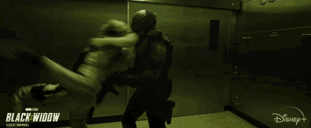 a poster for black widow shows a man falling