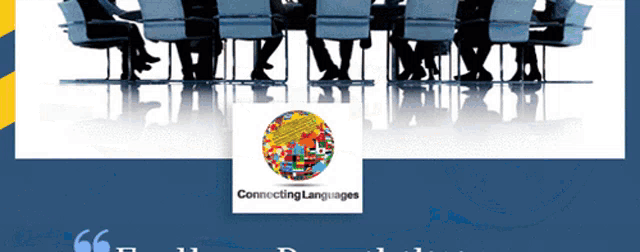 a poster for connecting languages with a globe on it