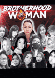 a poster for brotherhood woman shows a woman in the center