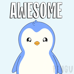 a cartoon penguin with the words awesome written above it