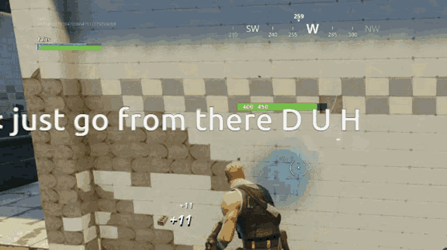 a screenshot of a video game that says just go from there