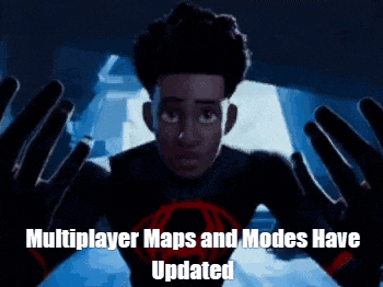 a cartoon character with the words multiplayer maps and modes have updated on the bottom