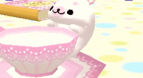 a cartoon character is drinking milk from a cup