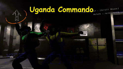 a screenshot of a video game that says uganda commando on the top