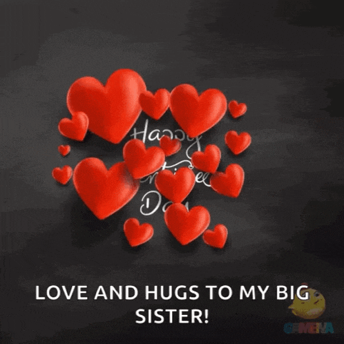 a happy valentine 's day card with red hearts on a black background