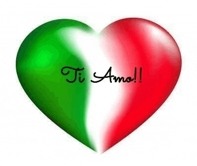a red , green and white heart with the words `` ti amo '' on it .