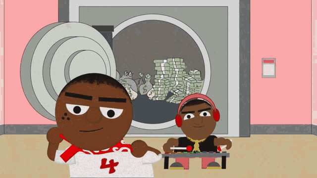 a cartoon of a man wearing a jersey with the number 4 on it