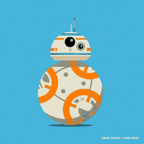 a cartoon of bb-8 from star wars is on a blue background