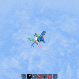 a screenshot of a video game with a person holding a gun in the air
