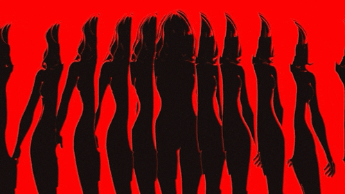 a group of naked women are standing in a row