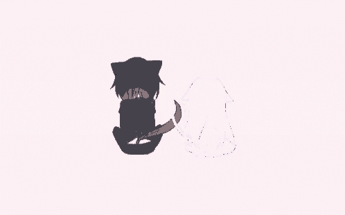 a drawing of a person with cat ears holding a cat