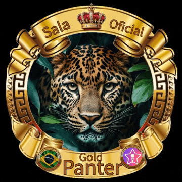 a picture of a leopard with the words sala oficial gold panter on it