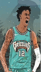 a basketball player wearing a blue jersey with the number 12 on it is standing in front of a bear .