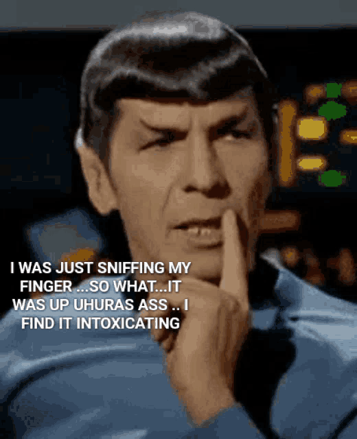 a man with a finger on his mouth says i was just sniffing my finger so what