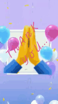 a purple background with balloons and the words " happy birthday " written on it