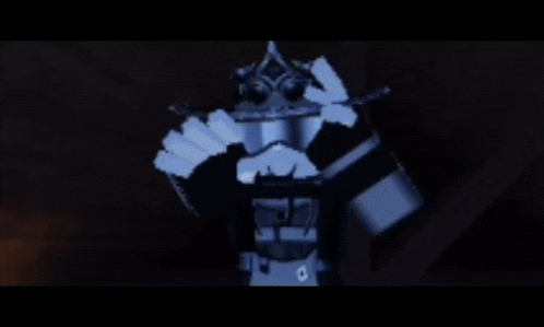 a robot wearing a cowboy hat and goggles is waving