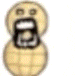 a cartoon drawing of a peanut with a face and a can opener .