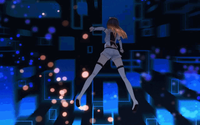a woman is dancing in a dark room with purple lights