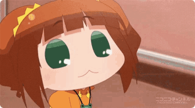 a cartoon of a girl with green eyes and the word niconico channel below her
