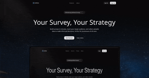 a website that says your survey your strategy on the top of it