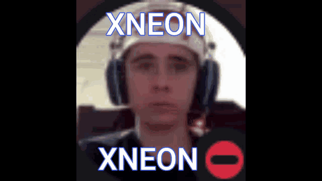 a man wearing headphones with the words xneon xneon above him