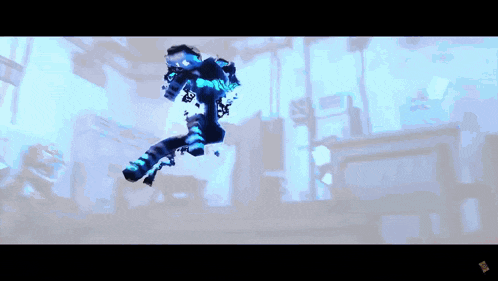 a cartoon character is flying through the air