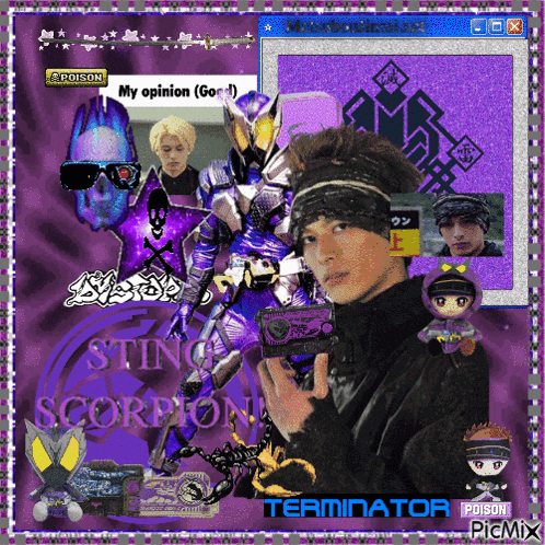 a collage of pictures with the words " sting scorpion " in the middle