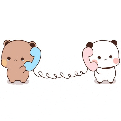 a cartoon of two bears talking on a phone .