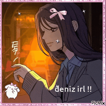 a picture of a girl with deniz written on it