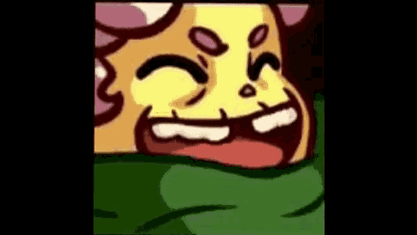 a close up of a cartoon character making a funny face with his mouth open .