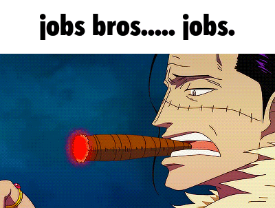 a cartoon of a man smoking a cigar with the words " jobs bros jobs " below him