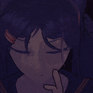 a close up of a anime girl with her eyes closed and a smile on her face