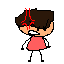 a pixel art drawing of a person with a red star on their head .