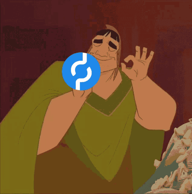 a cartoon character is giving an ok sign with a blue circle on his head
