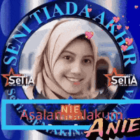 a picture of a woman in a hijab is surrounded by the words sentiada amir and setia