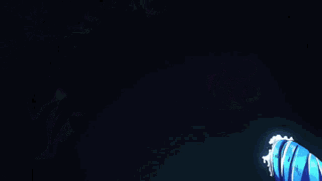 a drawing of a blue wave coming in on a black background