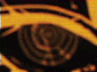 a close up of a swirl on a black and yellow background .