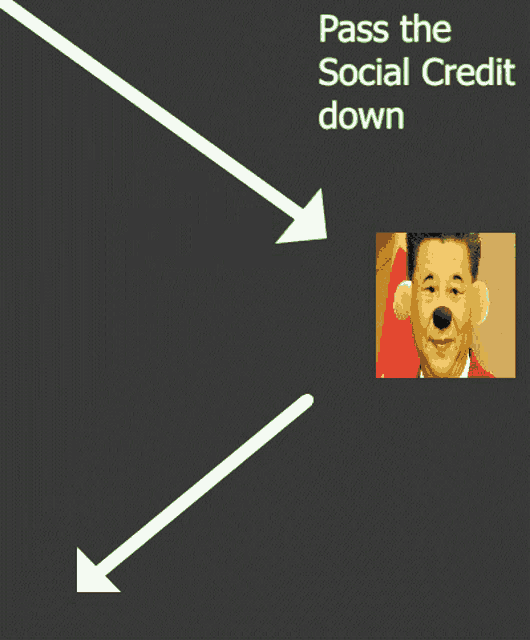 a poster that says pass the social credit down with a picture of a man