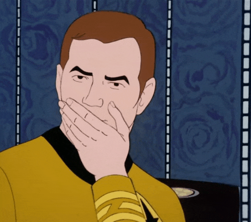 a cartoon of a man covering his mouth with a hand