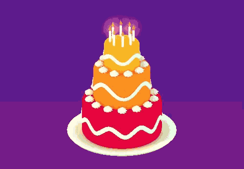 a birthday cake with candles on top of it on a plate