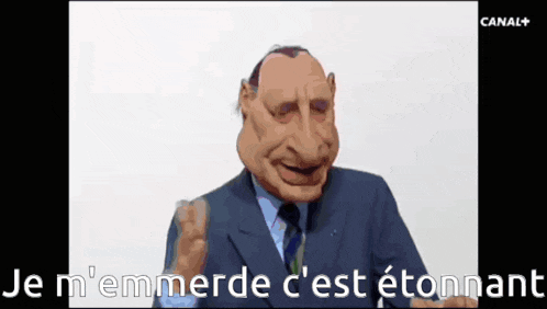 a cartoon of a man in a suit and tie says je n'emmerde c'est etonnant