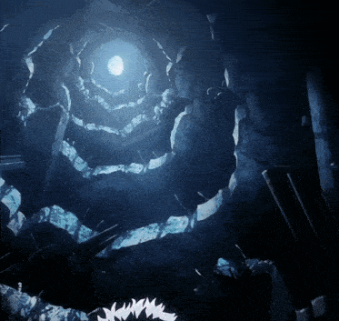 a dark cave with a light coming out of it