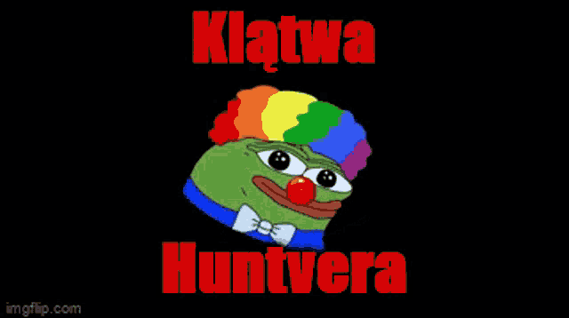 a cartoon of a clown with the words klatwa huntvera written above it