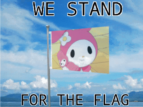 Flying Flag Meme My Melody GIF - Flying Flag Meme Flag Meme My Melody GIFs