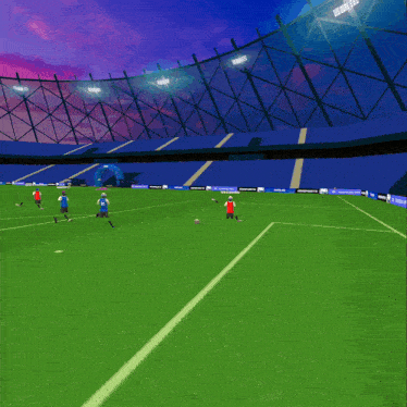 a soccer game is being played in a stadium with a banner that says discord on it