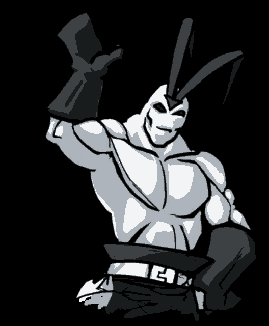 a black and white drawing of a superhero with a belt that has the letter h on it