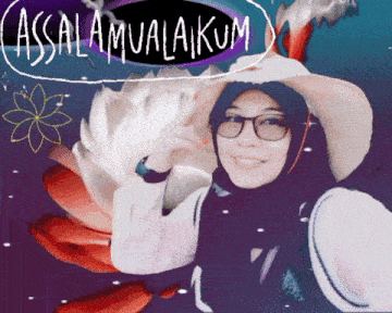 a woman wearing a hijab and a hat is smiling in front of a sign that says assalamualaikum