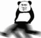 a black and white photo of a panda bear riding a skateboard .